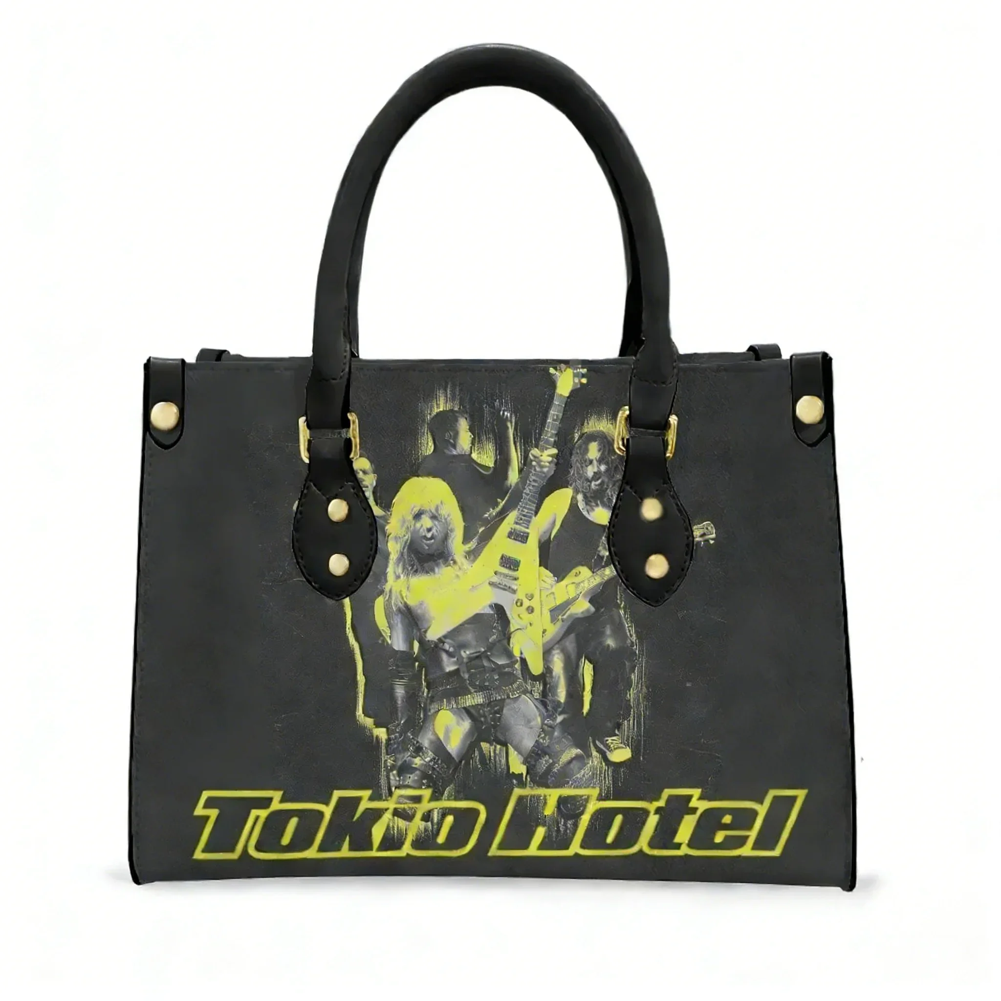 Germany Rock Band Tokio Hotel Tote Bag Purse Womens Mens Personalized Text Image PU Leather Handbag Business Shopping Gift Bags