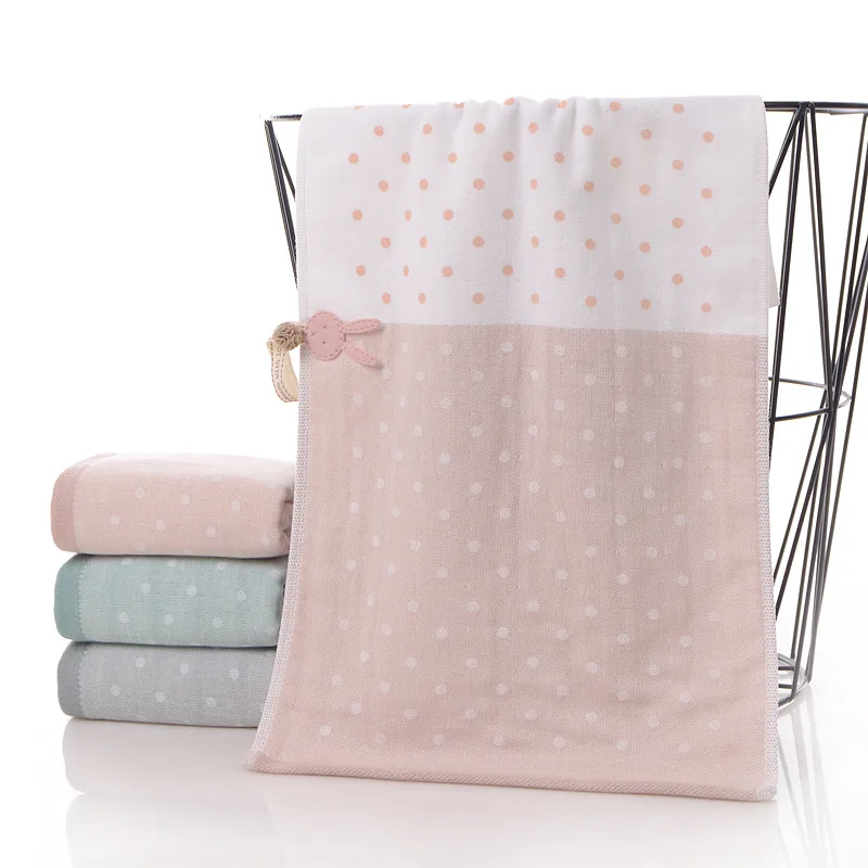 

1Pc 25x50cm 100% Cotton Dot 3D Rabbit Applique Hanging Children Kids Baby Home Bathroom Hand Face Towel