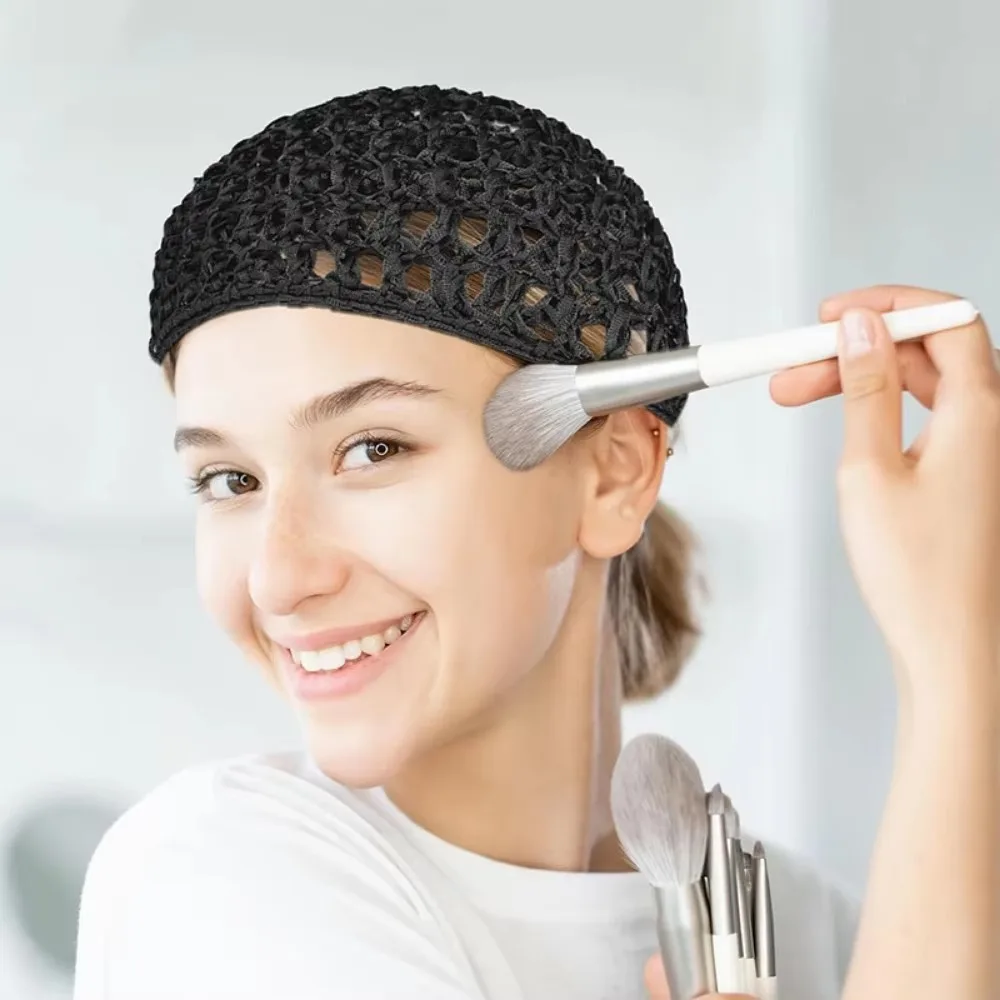Women Men Breathable Crochet Hair Net Comfort Hand-Knit Elastic Sleep Nightcap