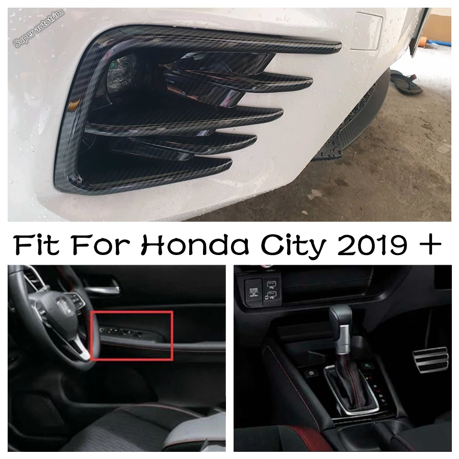 

Carbon Fiber Pattern Accessories For Honda City 2019 - 2021 Front Fog Light Window Lifter Switch Panel Gear Shift Box Cover Trim