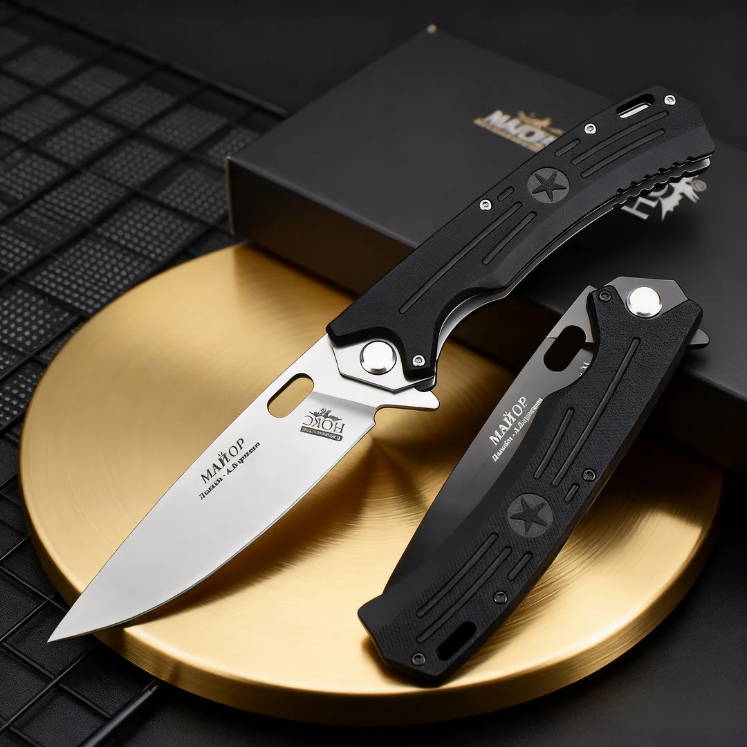 

HOKC-D2 steel folding knife, G10 handle portable pocket, camping mini knife, bread slicer, household sharp fruit knife