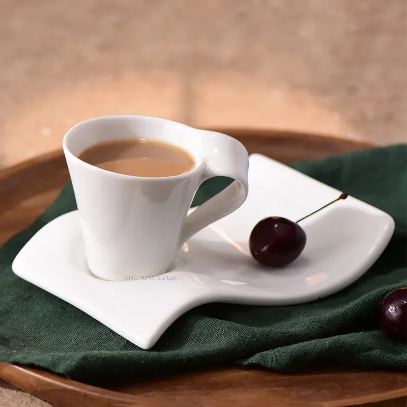 European Ceramic 200ml Coffee Cup Espresso Coffee Cup Home Mug Creative Couple Breakfast Cup Milk Cup 90ml Art Tea Cup Set