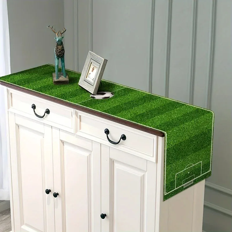 

Скатерть-дорожка VIKAMA для футбольного стола, льняная, с узором футбольного поля, для спортивных вечеринок, декор для мужской комнаты, бара, столовой, украшение для дома