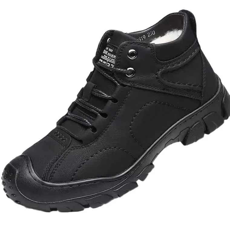 Men's Cotton Boots 2025 Fleece and Thickened Warm Cotton Shoes Outdoor High-top Leather Cotton Shoes  Casual Men's Warm Shoes