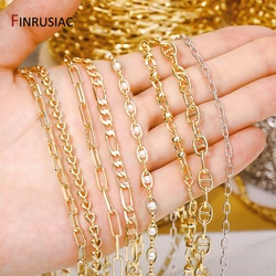 14K Gold Plated Brass Chains For Jewelry Making Accessories DIY Necklace Bracelet Accessories Handmade Crafts Supplies Wholesale