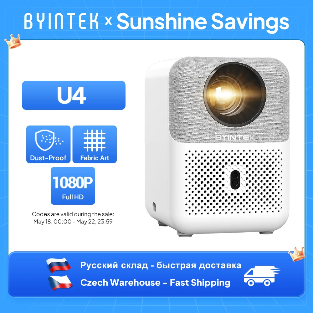 BYINTEK Full HD Mini Projector LOVE U4 1080P 4K Video 5G WIFI Android Auto Focus Portable Smart Projectors  Home Theater Cinema