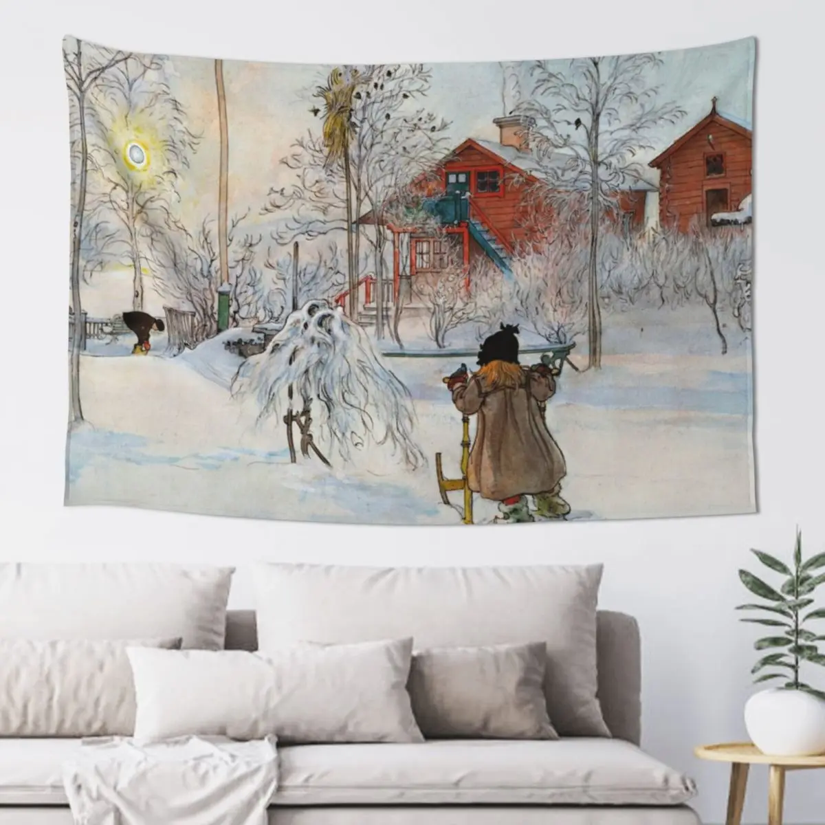 

The Yard and Washhouse - Carl Larsson Tapestry Nordic Home Decor Aesthetic Room Decor Korean Tapestry