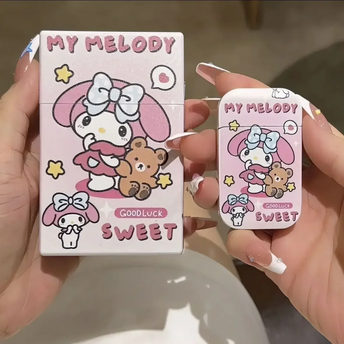 Sanrio HelloKitty Cigarette Case Action Anime Figures Mymelody Cinnamoroll Pochacco Cigarette Case Cute Smoke Ornaments Gifts