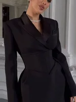 Casual Waist-cinched Blazer Dress Women V-neck Full Sleeve Slim Solid Mini Dresses Female 2026 Fashion Spring Lady Evening Robes - Image 3