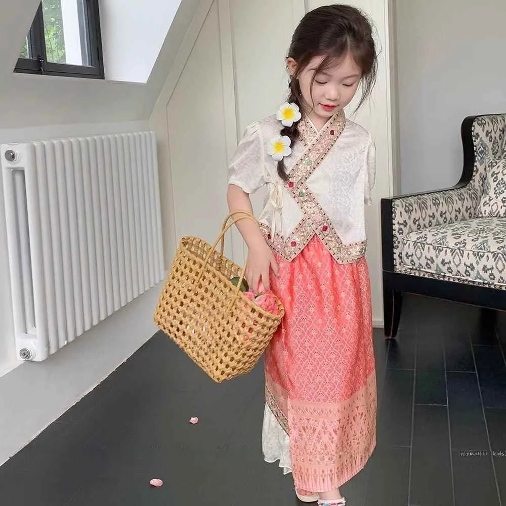 

Этнический костюм Дай для девочек, летняя одежда для выступлений, детская одежда для национальных танцев, детский костюм совы