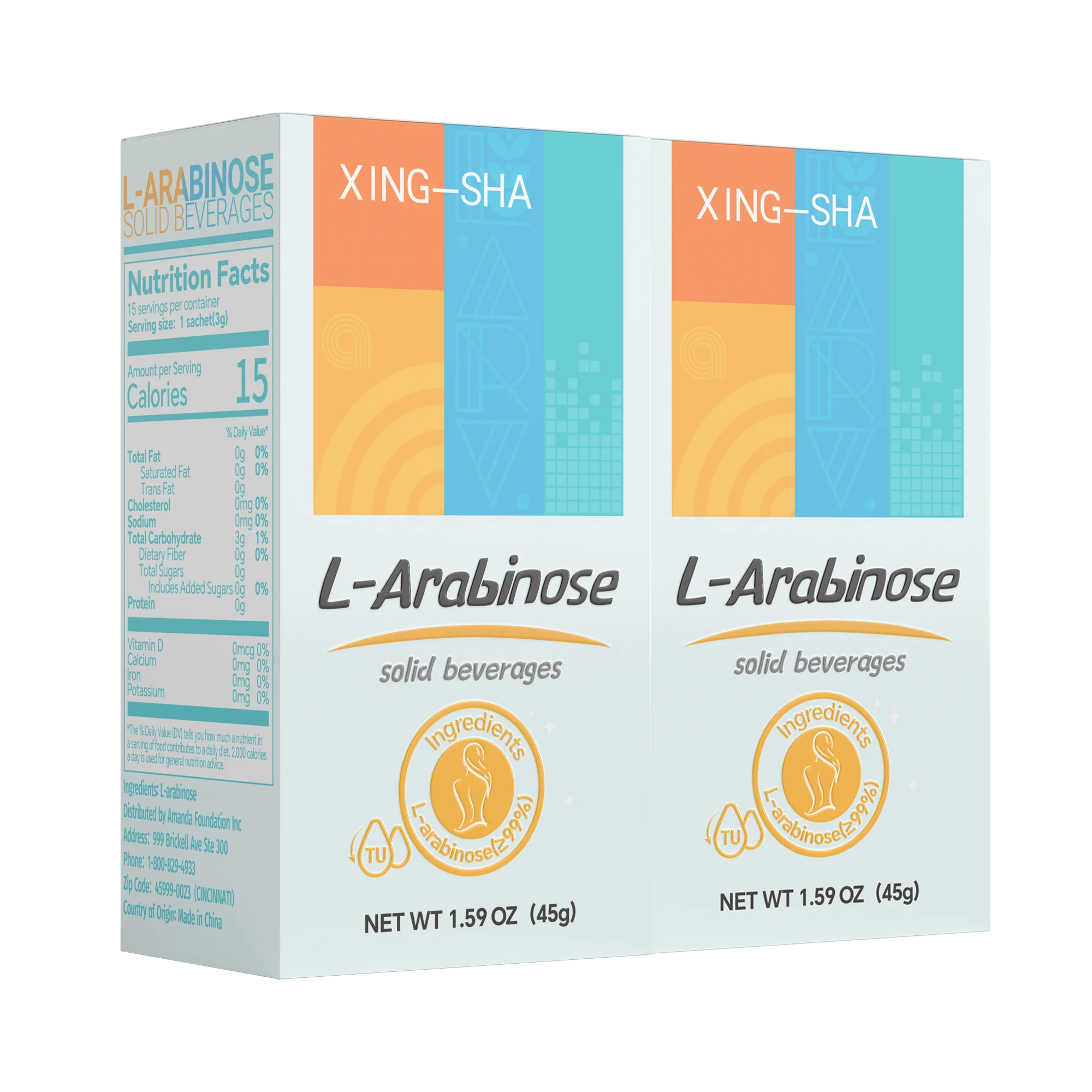 XING-SHA L-Arabinose Solid Beverages, Inhibits Sucrose Catabolism, Reduces Glucose Absorption