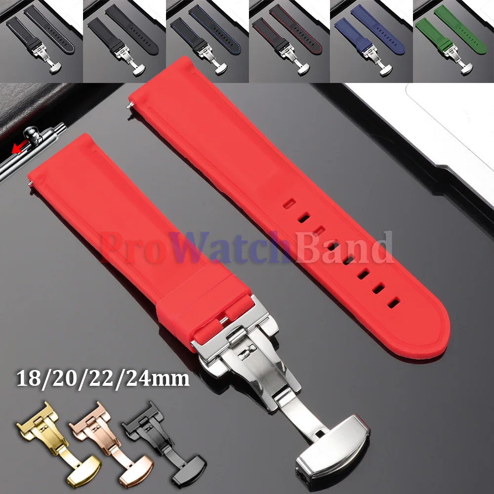 

18mm 20mm 22mm 24mm Silicone Waterproof Watch Band Straps for Rolex for Omega for Casio Soft Rubber Blet Quick Release Bracelets