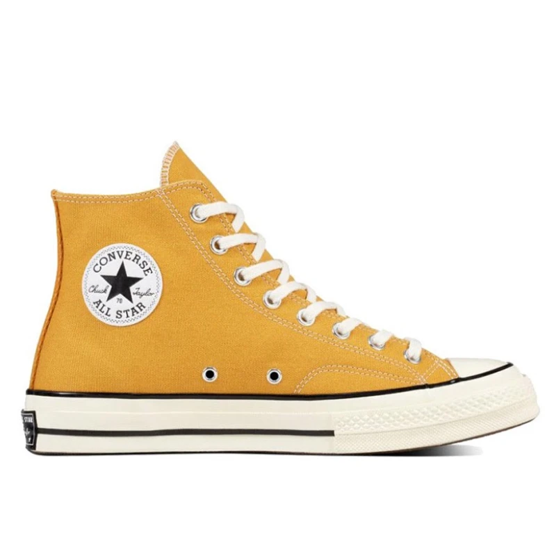 Converse 1970s Chuck All Star Men Women High Casual Shoes Classic Black Yellow Canvas Breathable Sports Skateboard Sneakers