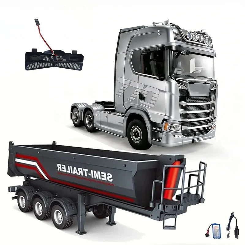 Huina New Model 1501+1509 with Demon Eyes 770s RC Heavy-duty Truck Trailer Model Tractor High-end Toy Children's Adult Gift