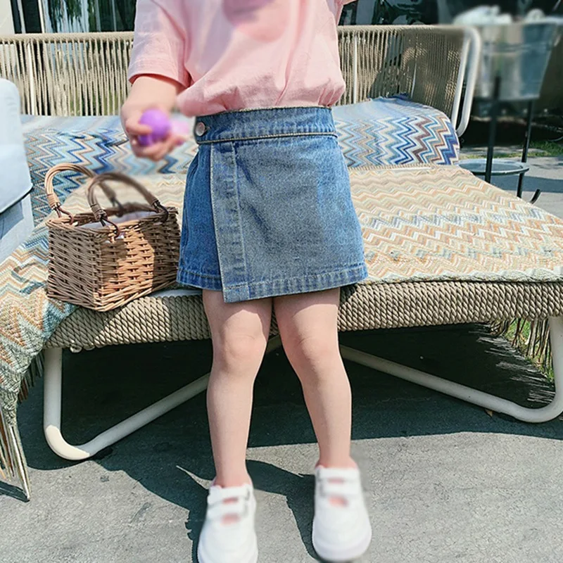 Kid Girls Skirt Summer Denim Shorts Summer Elastic Waist Casual Fashion Short Skirt