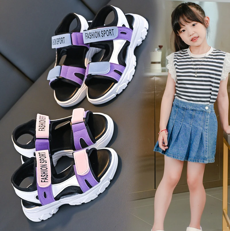 

Summer New Comfortable Thick Bottom Fish Mouth Children's Casual Sandals Fashionable and Elegant Princess Flat Sandals for Women