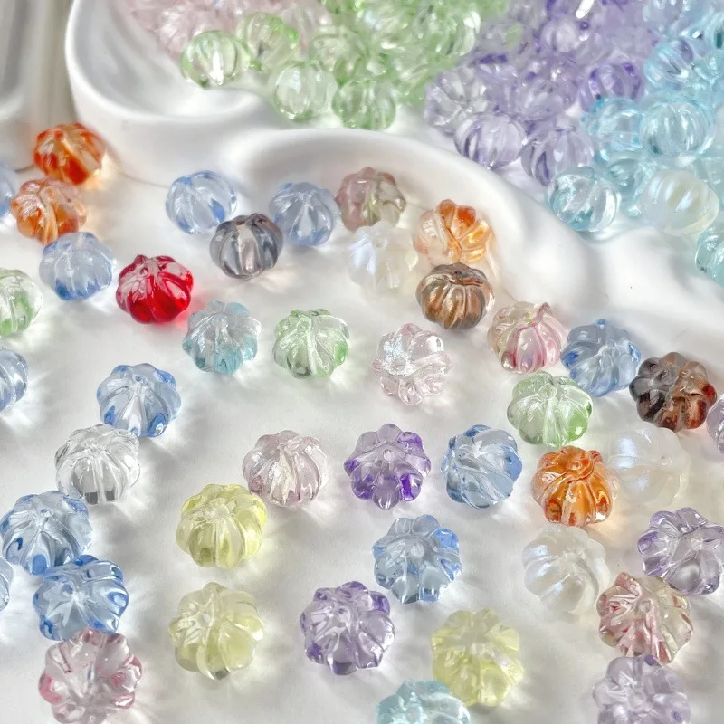 50PCS 11mm Pumpkin Lantern Glass Beads For Jewelry Making Interval Bead Necklace Bracelet Craft DIY Supplie