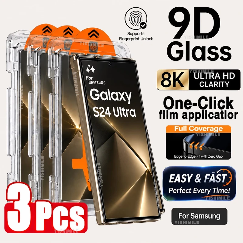 3-Pack Full Coverage HD Screen Protector, Supports Fingerprint Unlock, for Samsung Galaxy S22 5G/S22+ 5G/S23/S23+/S24/