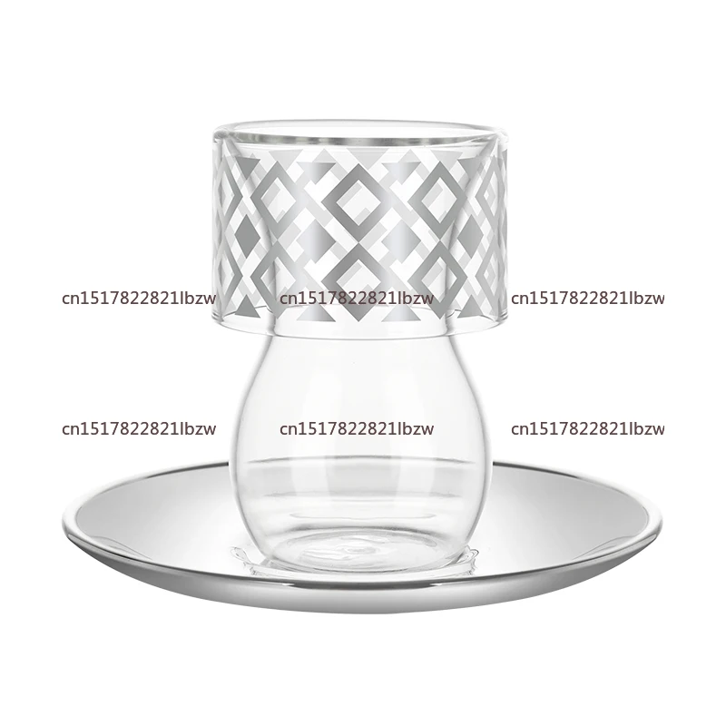 2025 Deluxe Silver Plated  Tea and Coffee Cup Tea Saucer Set Ceramic Glass Hotel Party Home Decor New Product view 2
