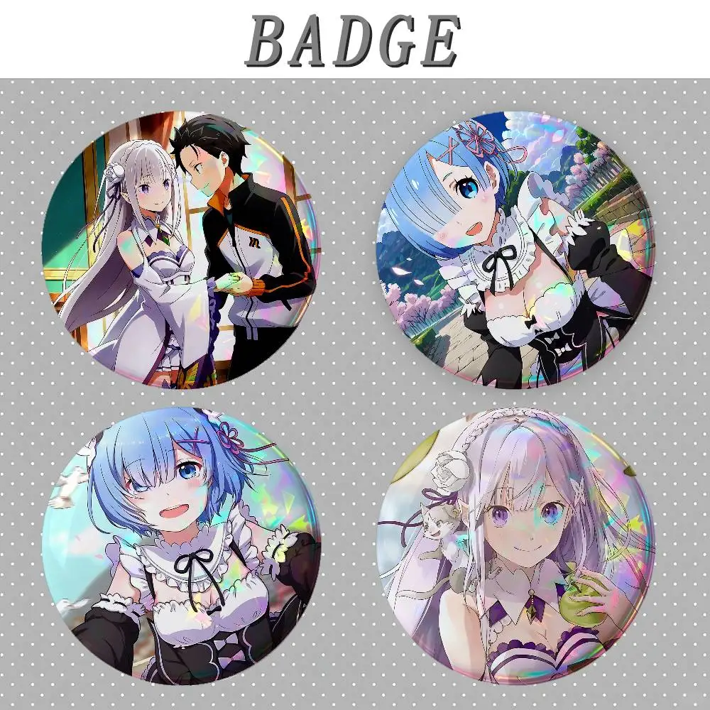 Re Zero Starting Life In Another World Badges Tinplate Soft Button Pin Brooch Metal Badge Custom JewelryHat Bag Lapel