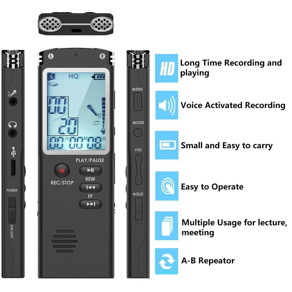 Digitale Voice Recorder Audio Pen Microfoon Mp3 Speler Telefoon Opname 8G Stem Dictafoon