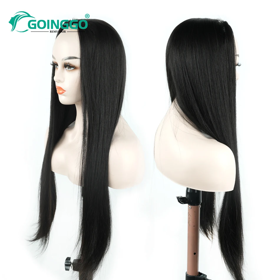 3/4 Human Hair Half Wig Machine Made Straight Long Hair 14-28inch Brazilian Remy Hair Half Head Wigs For Women Cover White Hair