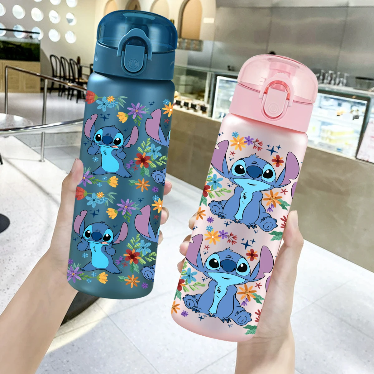 1 قطعة زجاجة مياه بلاستيكية مطبوعة 26 أونصة، كوب ماء رياضي مقاوم للتسرب في الهواء الطلق كهدية عيد ميلاد، هدية عيد الميلاد ديزني #1