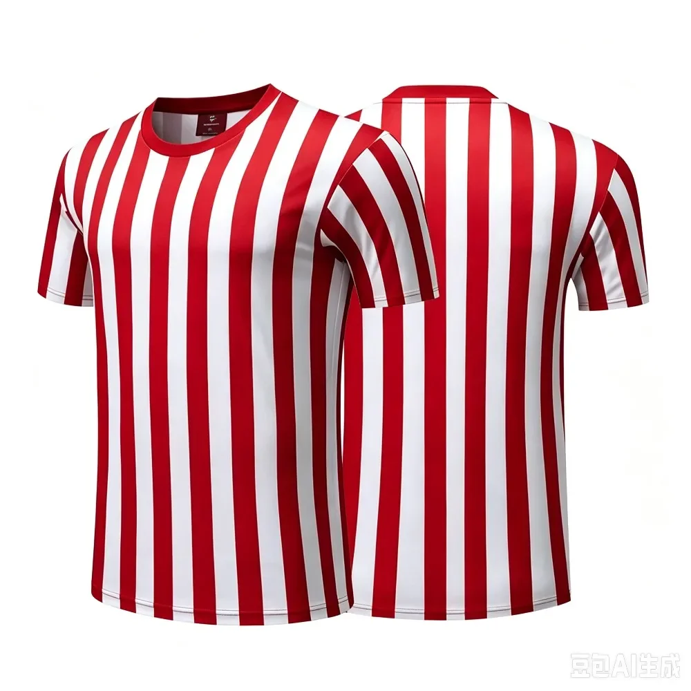 New Striped 3D Men's Football T-shirt Casual Sport Quick-dry Breathable Football Referee Shirt Team Training Family Ball Uniform