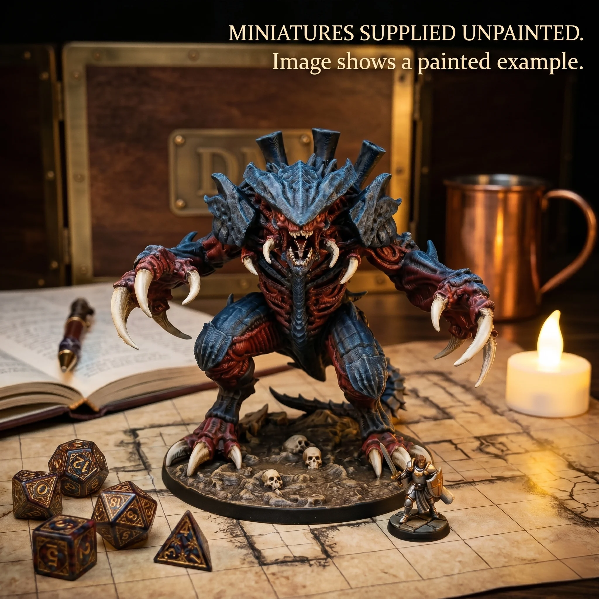 DD Alien Monster Tyrant Miniature, TTRPG Style, Tabletop Wargame Figurine, Collectible Sculpture, Home Desk Decoration