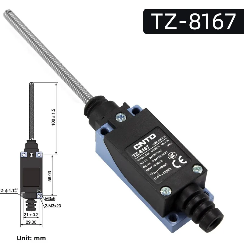 CNTD Changde Electric limit travel switch micro switch TZ-8167 self-return spring rod durability adjustable