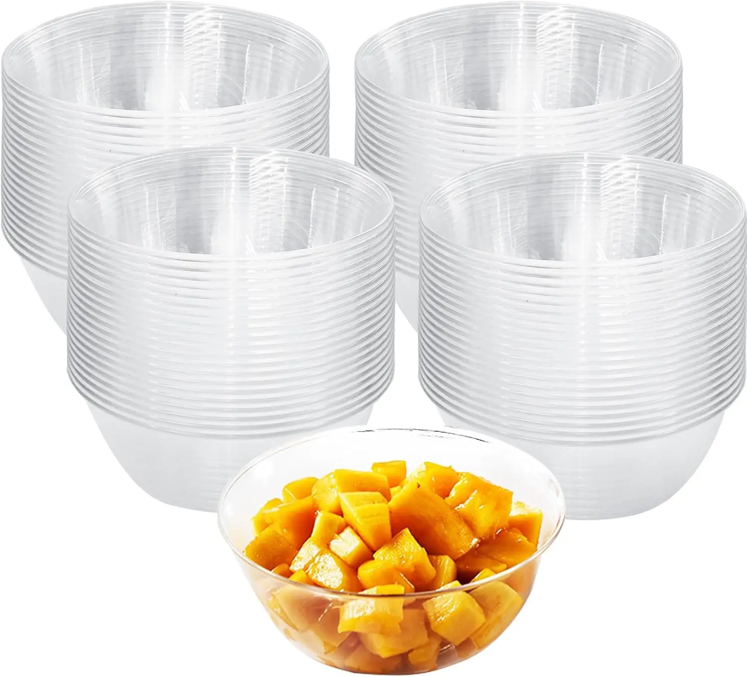 

100 Pack 10oz Plastic Disposable Bowls, Heavy Duty Clear Serving Soup Bowls, Dessert Bowls, Salad Bowls, Party, Caterin