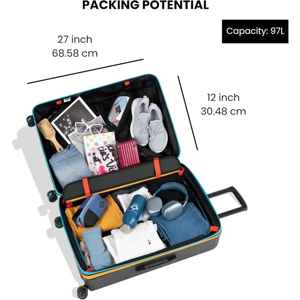 29-Zoll-Reisegepäck mit robustem Hardshell, erweiterbarem Design und 4 Doppelspinnerrädern