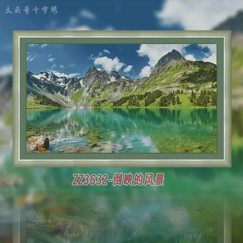 Stamped Cross Stitch Kit 14CT 16CT Pre Printed Canvas Cotton Threads DIY Embroidery Home Wall Decor[ZZ3632-Reflected Landscape]