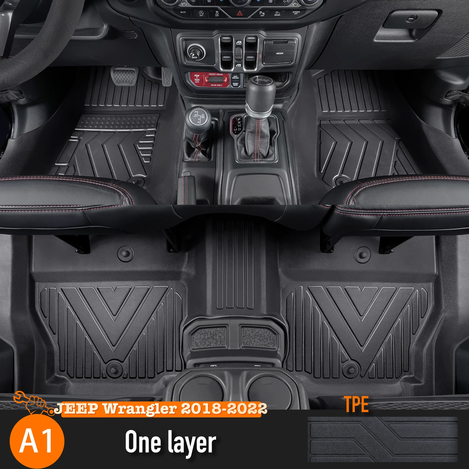 Left-hand Drive Car Floor Mat For JEEP Wrangler 2018-2022 Full Surround Foot Mat Automotive Floor Mat Floor Liner Water-proof