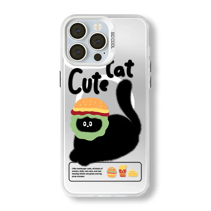 Funda de teléfono esmerilada con soporte láser magnético de gato lindo de dibujos animados divertidos, 2 en 1, iPhone 15, 14 Pro Max, Apple 12, 13, 11, XR, XS, 7, 8