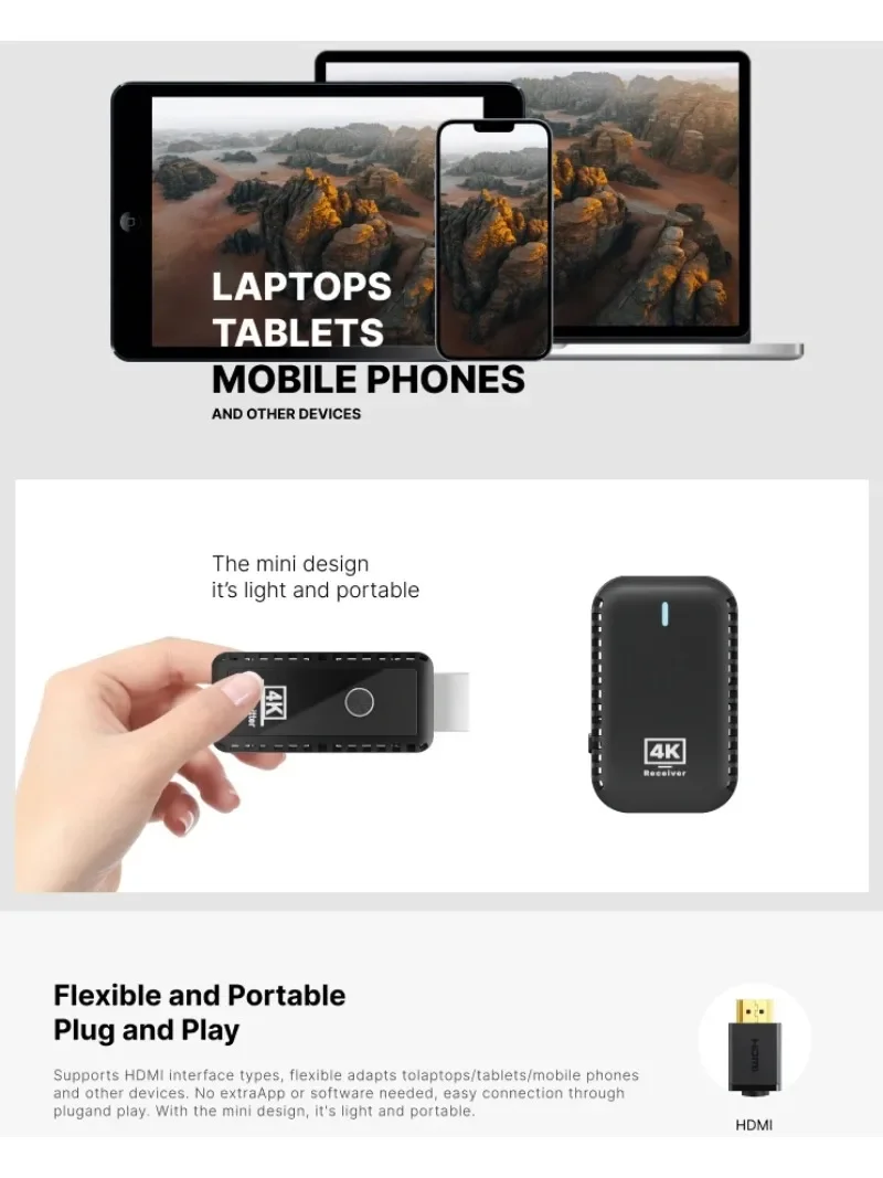 Wireless HDMI Video Transmitter Receiver Kit 30m 4K@30Hz HDMI Extender Laptop PC To TV Projector Audio Video HD Display Adapter
