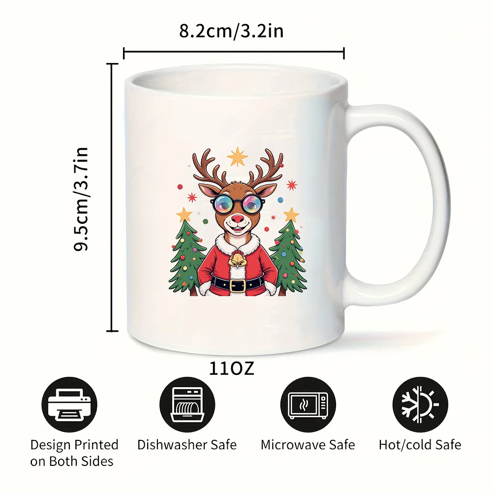 Tazza di Babbo Natale con renna da cartone animato da 11 once, tazza per bambini, tazza da caffè per l'home office, regalo di Natale indispensabile