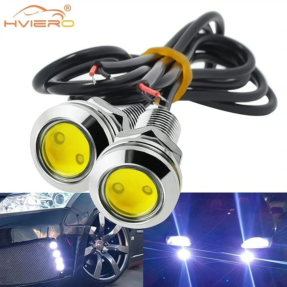 Çoklu Renkler 18 MM Araba Kartal Göz Gümüş Kabuk DRL Led Gündüz Farları LED 12 V Geri Park Sinyali Otomobil Lambası