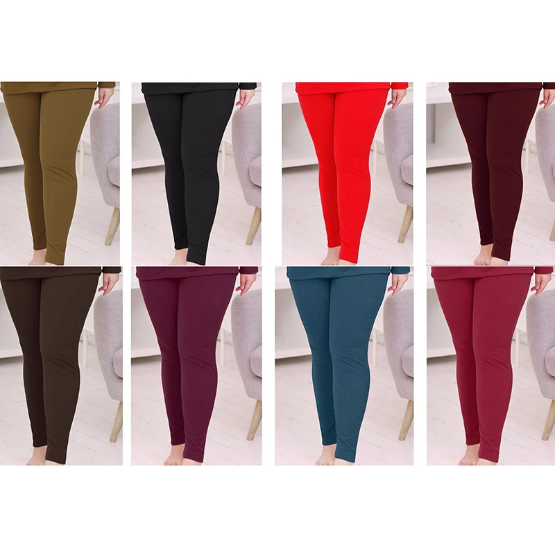 2025 رائجة البيع النساء مريحة الحرارية الصلبة طماق الإناث عالية الخصر مستقيم الساق السراويل سيدة الثلوج الدافئة اليومية بنطال رفيع #1