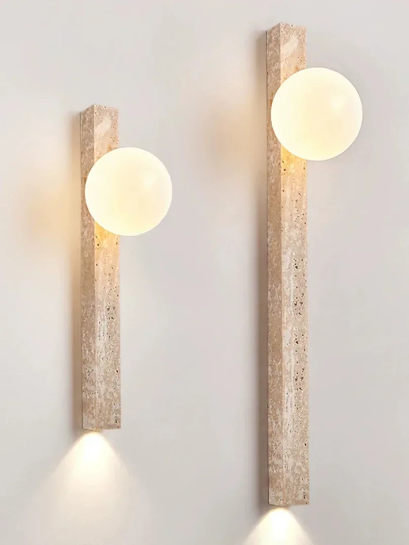 

Japandi Wall Lamp Retro Stone Long wall sconces wabi sabi Atmosphere Lighting For Living Room Decoration bedroom bedside lamps