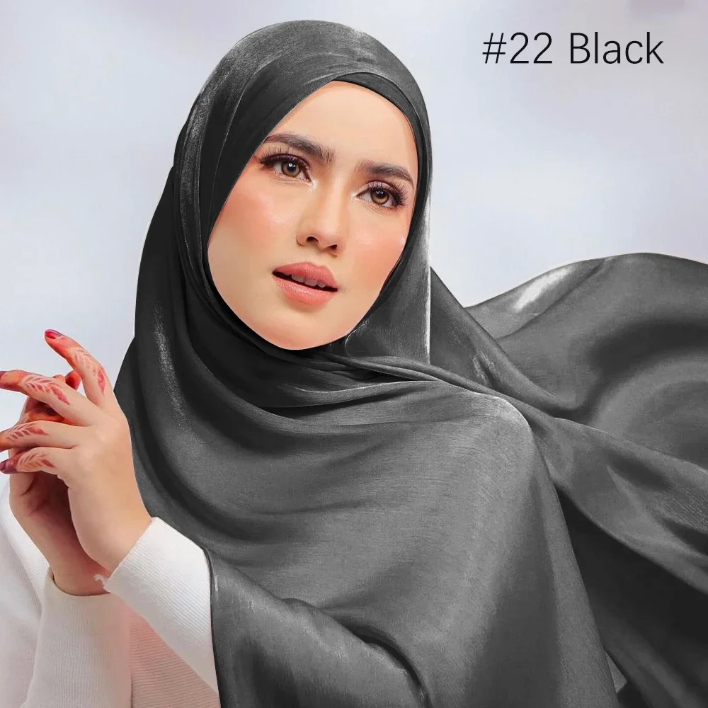 Muslim Fashion Hijab Scarf 175*75cm Head Scarf Headwraps For Muslim Women Head Wrap Islamic Shimmer Silk Shawl Luxury scarfs