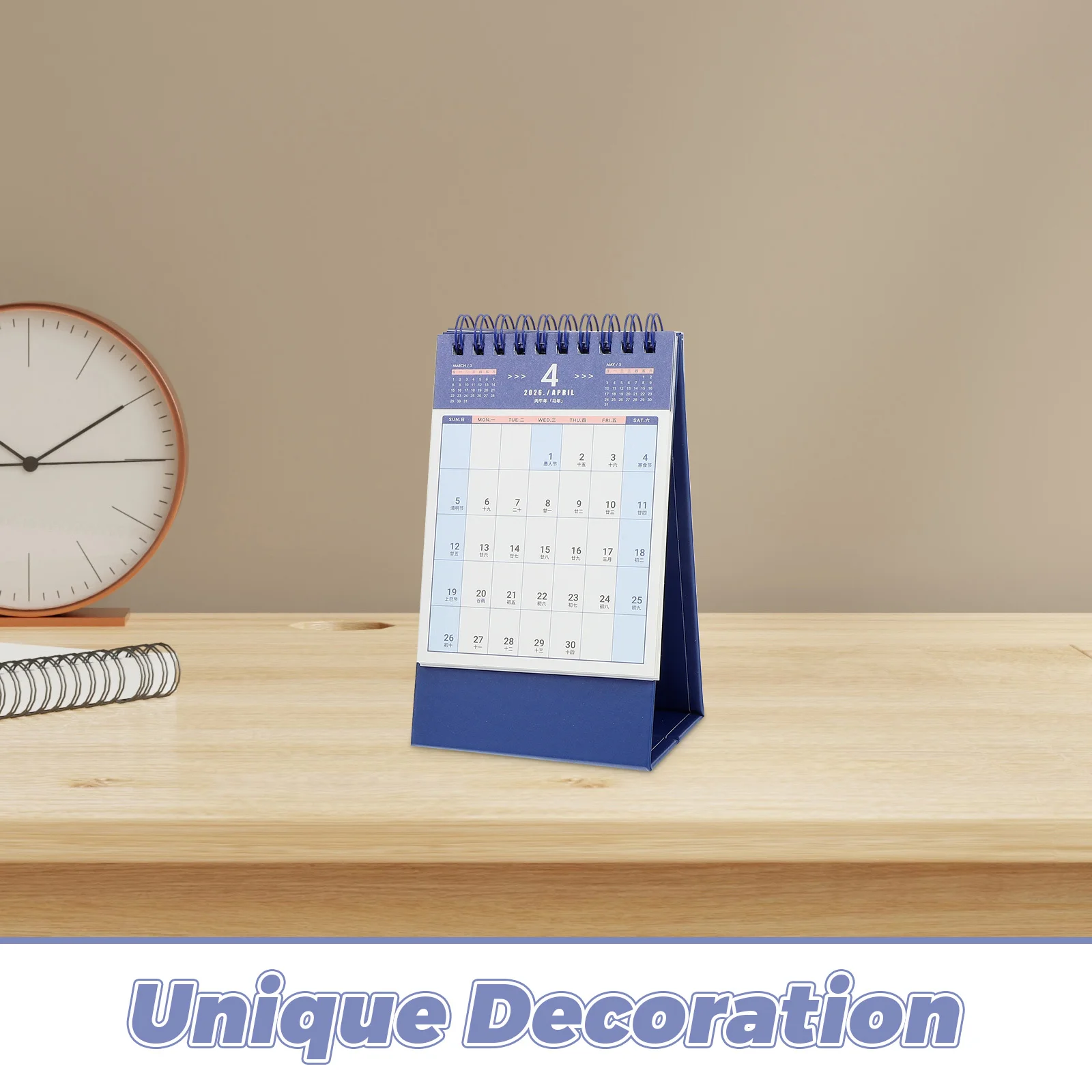 2Pcs 2026 Tabletop Calendar Flip Design Thick Smooth Paper Ink Bleed Prevention Home Office Desk Planner 2026 Desktop Calendar