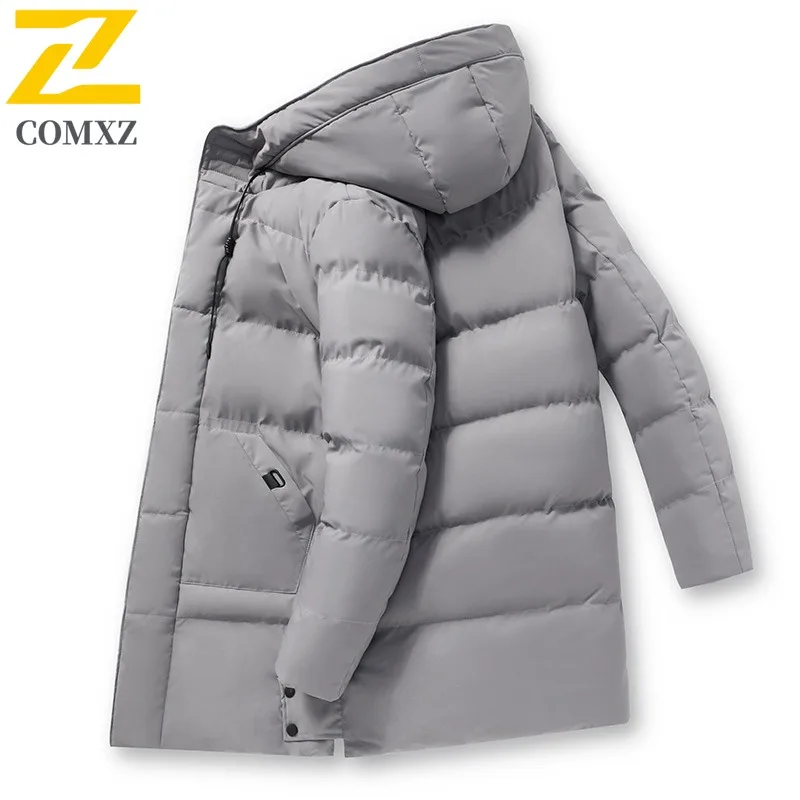 COMXZ 2025 Winter Men Fleece Lined Jacket Spring Autumn American Style Waterproof  Windproof Hooded Outdoor Sports Casual Coat