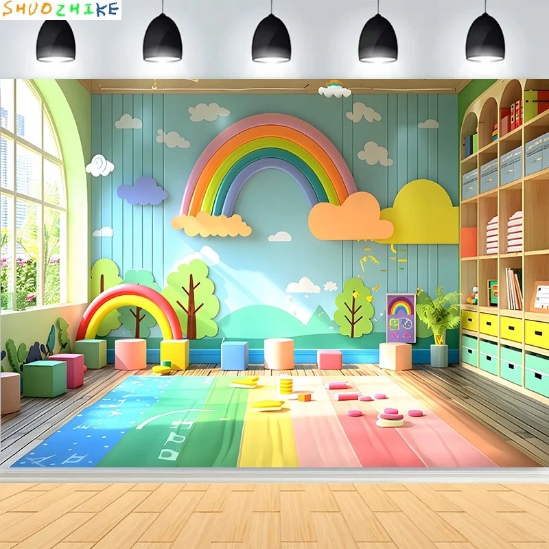 

Baby Shower Happy Birthday Party Photography Backdrops Newborn Kids Air Balloon Princess Tropical Jungle Photo Background BB-48