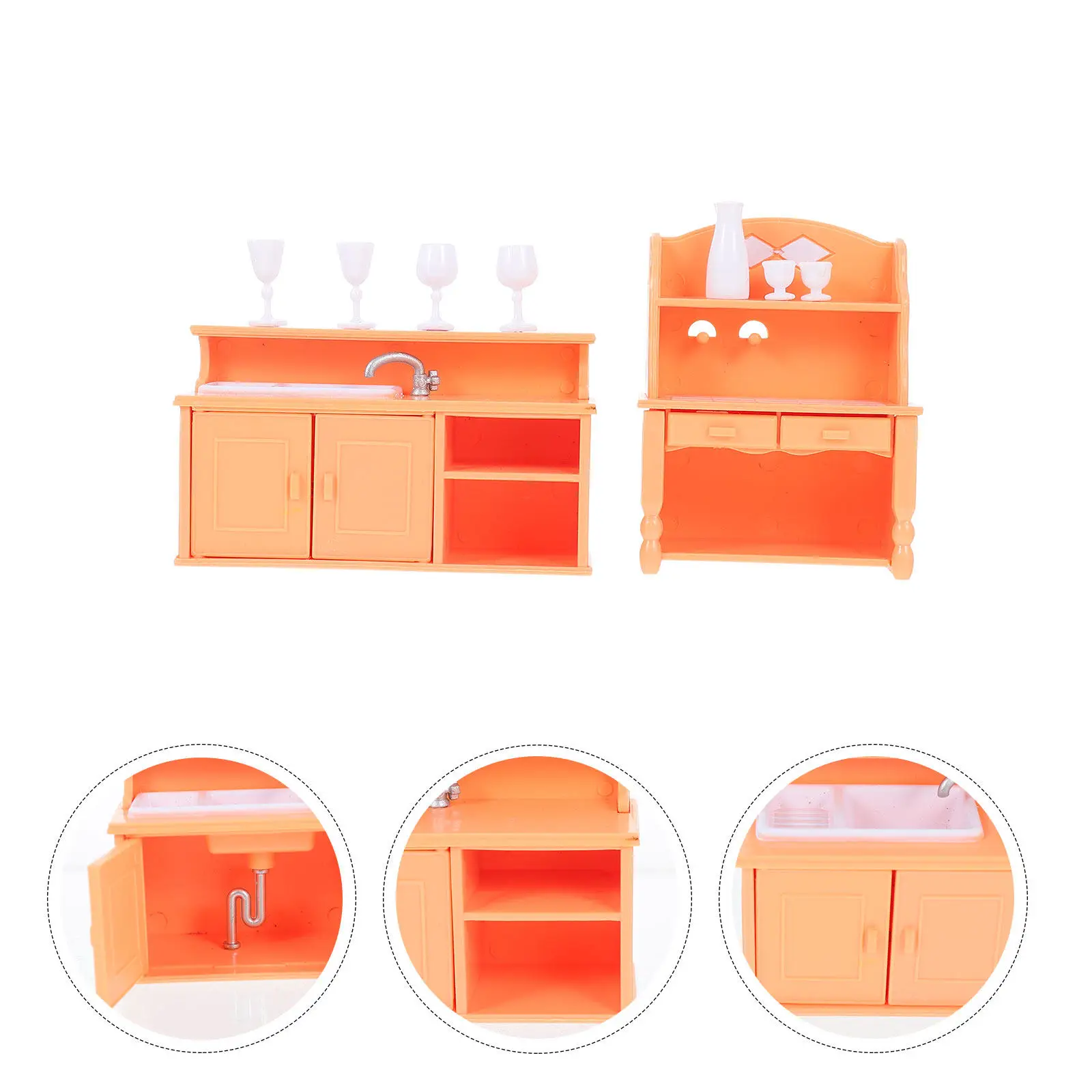 

1Set Miniature Wine Cabinet Dishwashing Cabinet Decor Kit Compact Size for Mini House Decoration DIY Fairy Tale