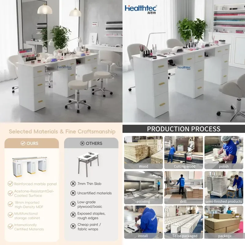 

【CHIMU HOME】 Modern Manicure Table with Marble Top for Furniture Wholesale White Nail Table for Nail