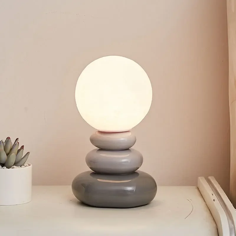 Creative Ins Style Ceramic Night Light Colorful Cream Style Stacked Stone Atmosphere USB Powered Three Color Bed Lamps