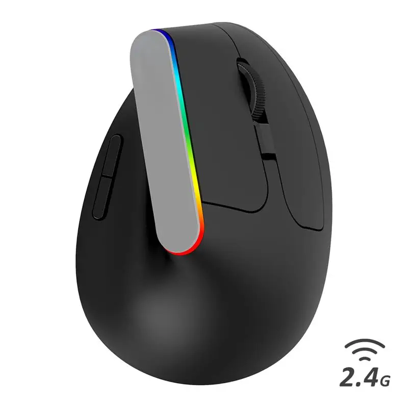 2023 wireless mute ergonomic vertical 6-button game mouse USB receiver RGB 1600 DPI optical mouse with PC laptop best sell New