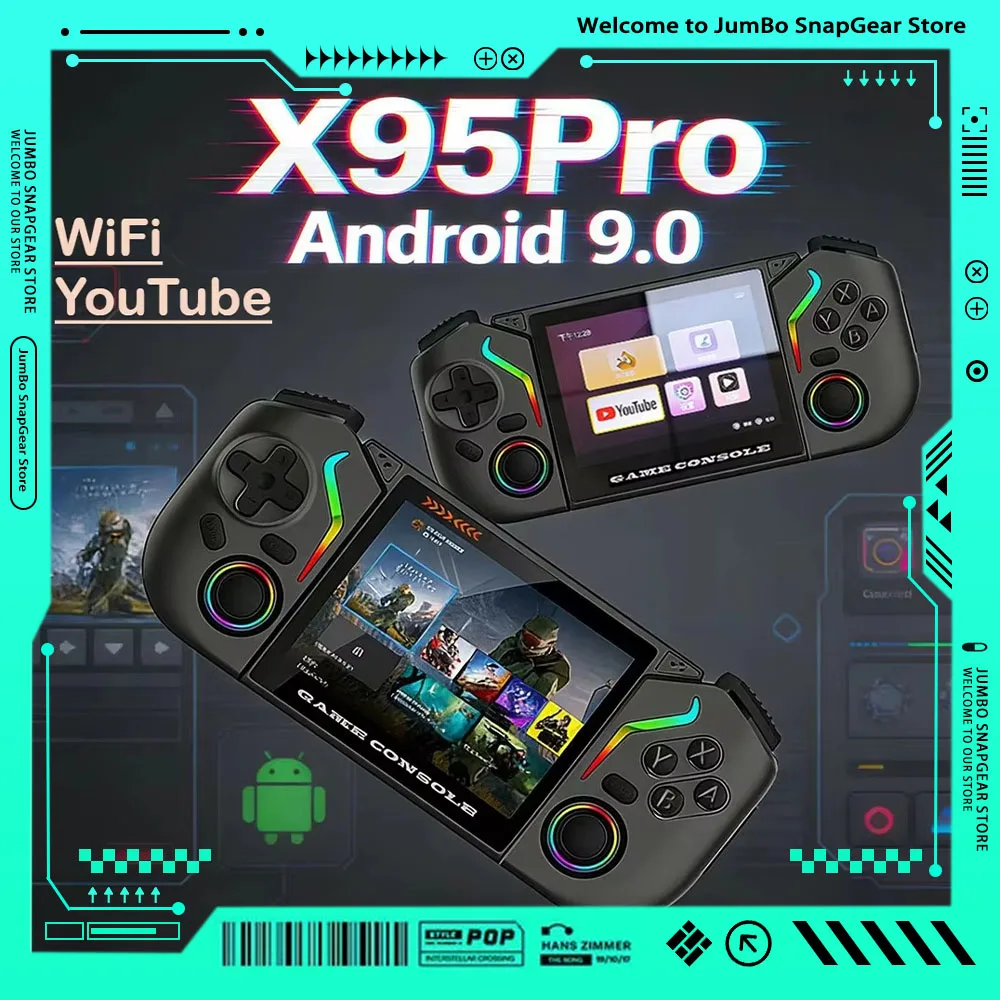 

Портативная игровая консоль X95 Pro с экраном 3,5 дюйма, Android 9.0, ретро-видеоигры, Wi-Fi, портативный игровой плеер, эмулятор-консоль