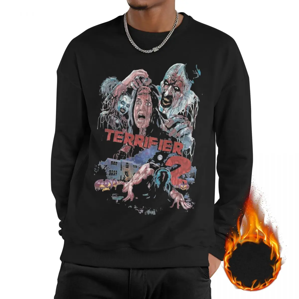 

Unisex Terrifier 2 Movie Halloween Fleece Lined Sweatshirt Warm Thick Horror Scary Long Sleeve Sweatshirts Hoodie